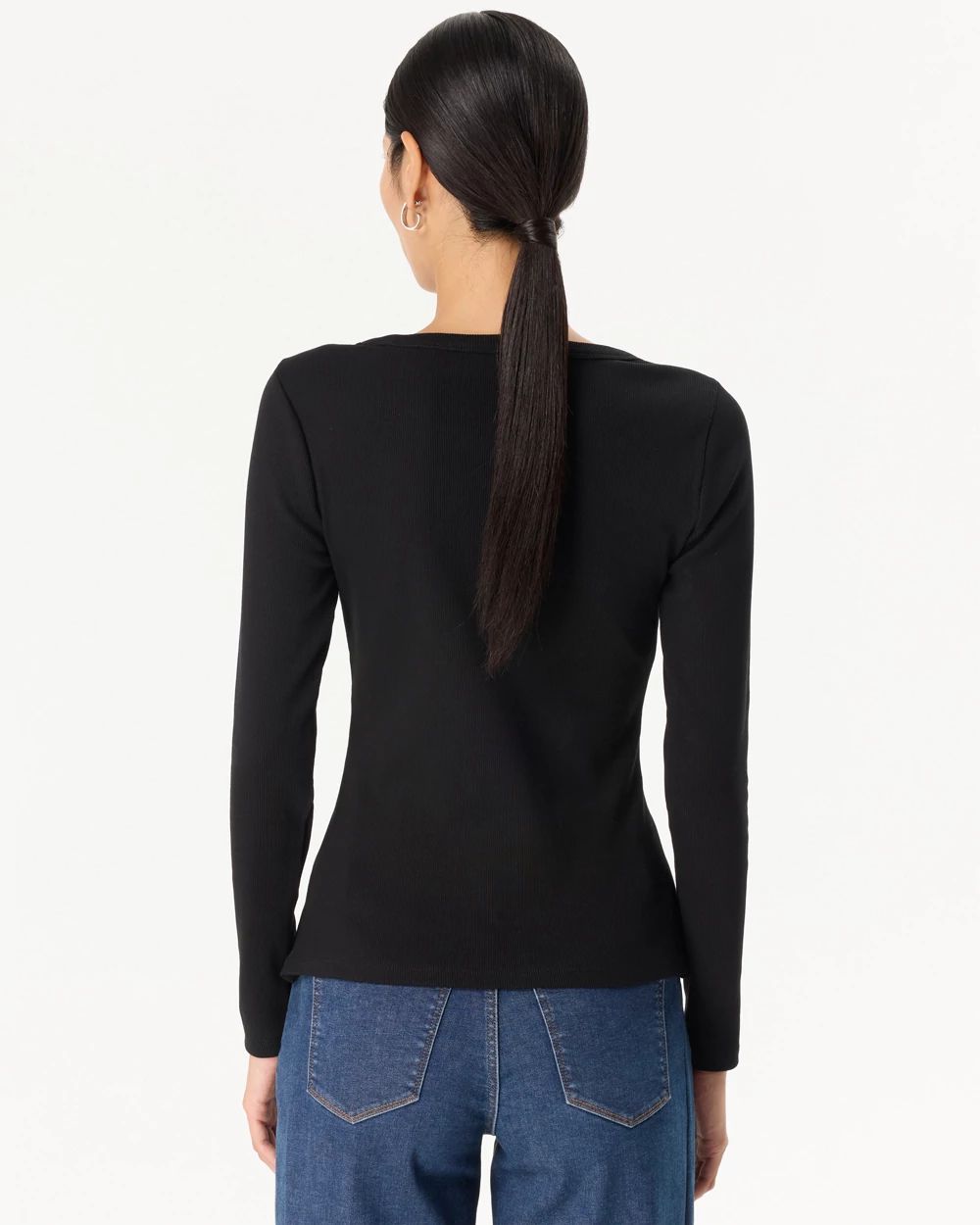 Ribbed Long Sleeve Top | White House Black Market